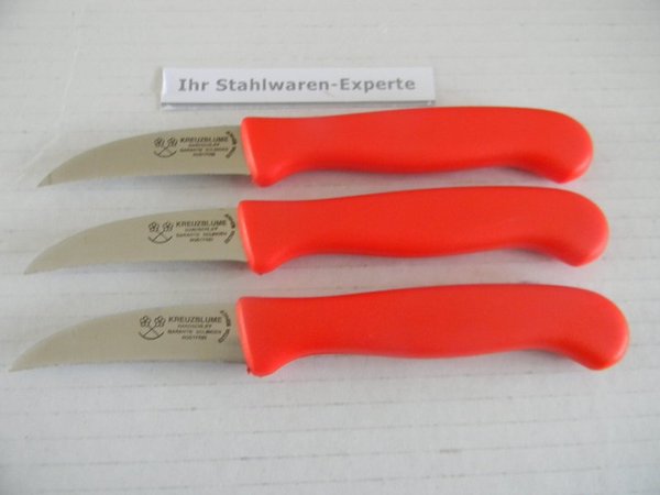 3 Küchenmesser Solingen gebogen Kunststoffgriff rot rostfrei SUPERSCHARF