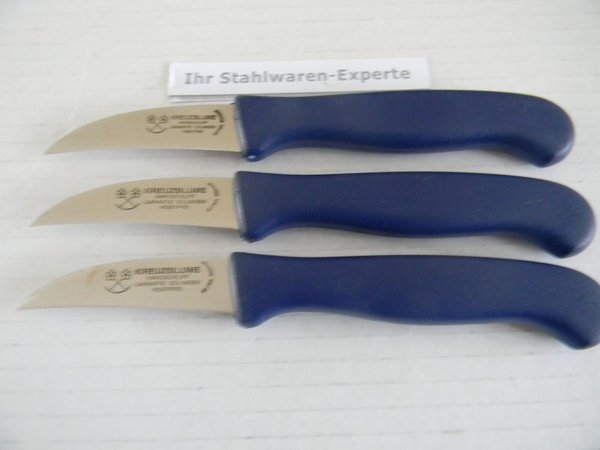 3 Küchenmesser Solingen gebogen Kunststoffgriff blau rostfrei SUPERSCHARF