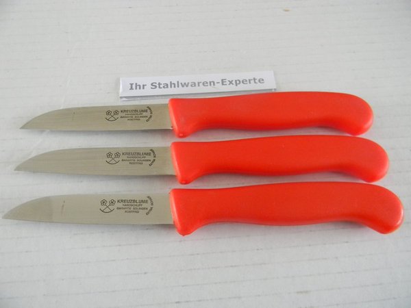 3 Küchenmesser Solingen gerade Kunststoffgriff rot rostfrei SUPERSCHARF