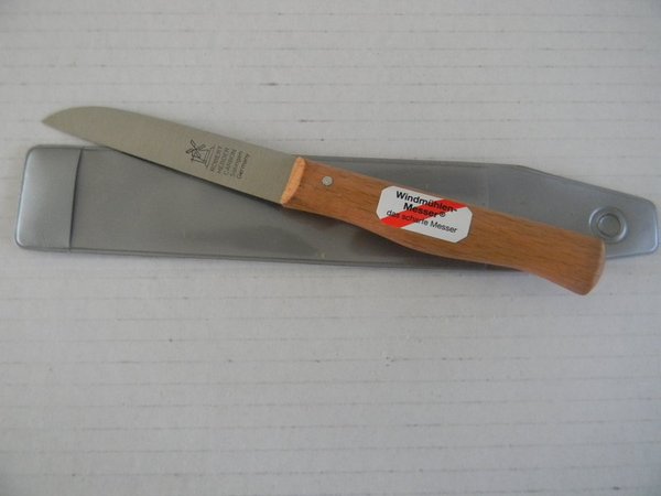 Windmühle Messer Solingen Küchenmesser gerade rostend nicht rostfrei Buchenholz