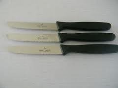 3 Messer Brötchenmesser Picard & Wielpütz Solingen Kunststoffgriff schwarz